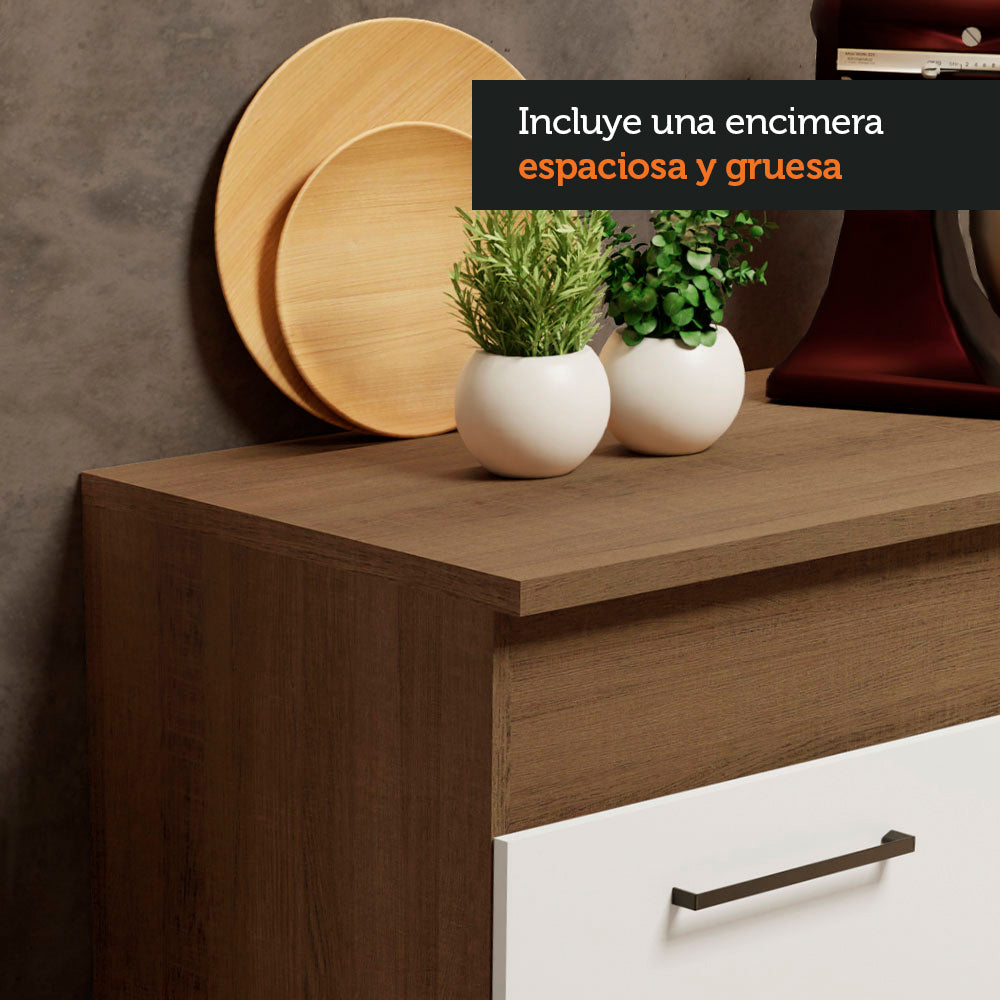 Cocina Compacta 150 cm 4 Puertas 2 Cajones Marrón/Blanco Agata Madesa
