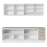 Combo completo de Cocina 240cm Blanco/Crema 60cm de Profundidad Agata Madesa 01