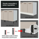 Combo completo de Cocina 240cm Blanco/Crema 60cm de Profundidad Agata Madesa 02