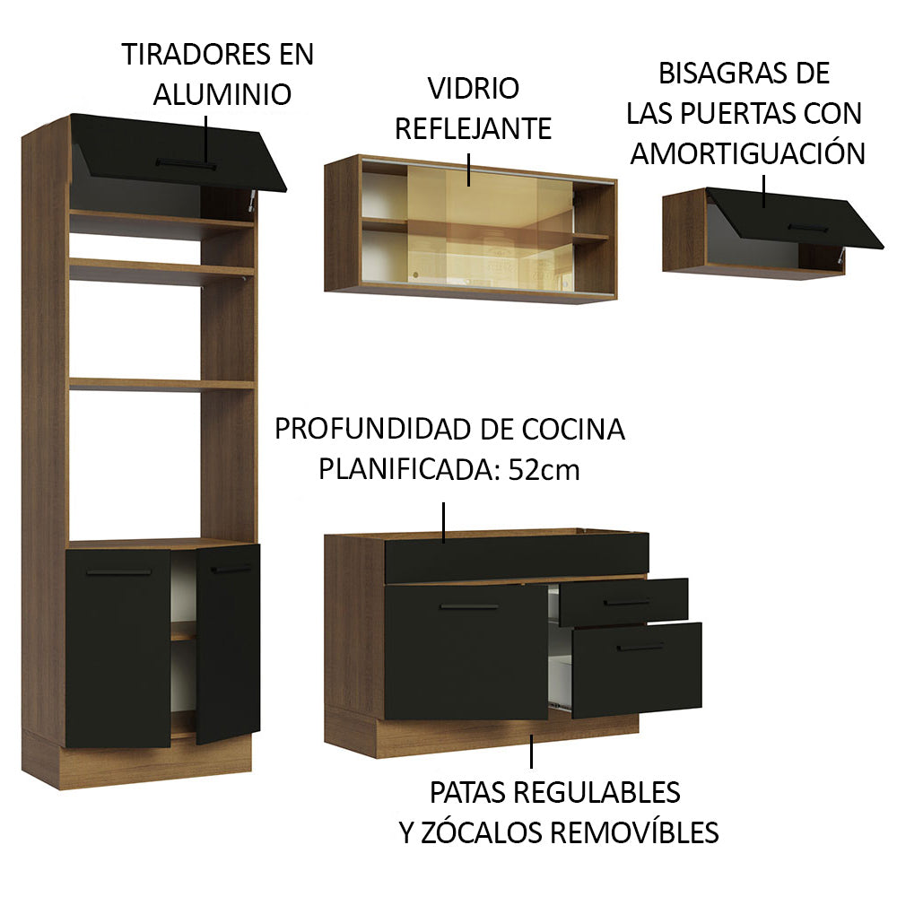 Combo de Cocina 270 cm Agata Marrón/Negro 04