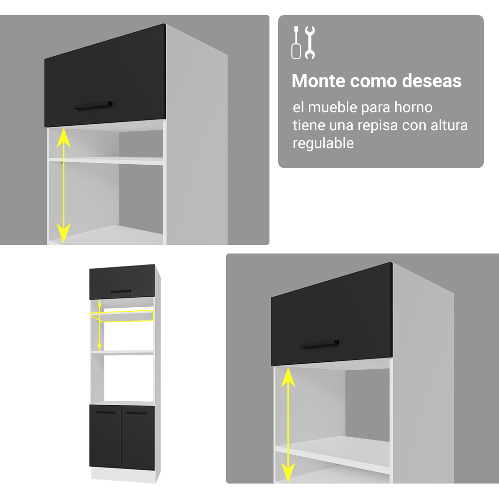 Combo completo de Cocina 270 cm Blanco/Negro Agata Madesa