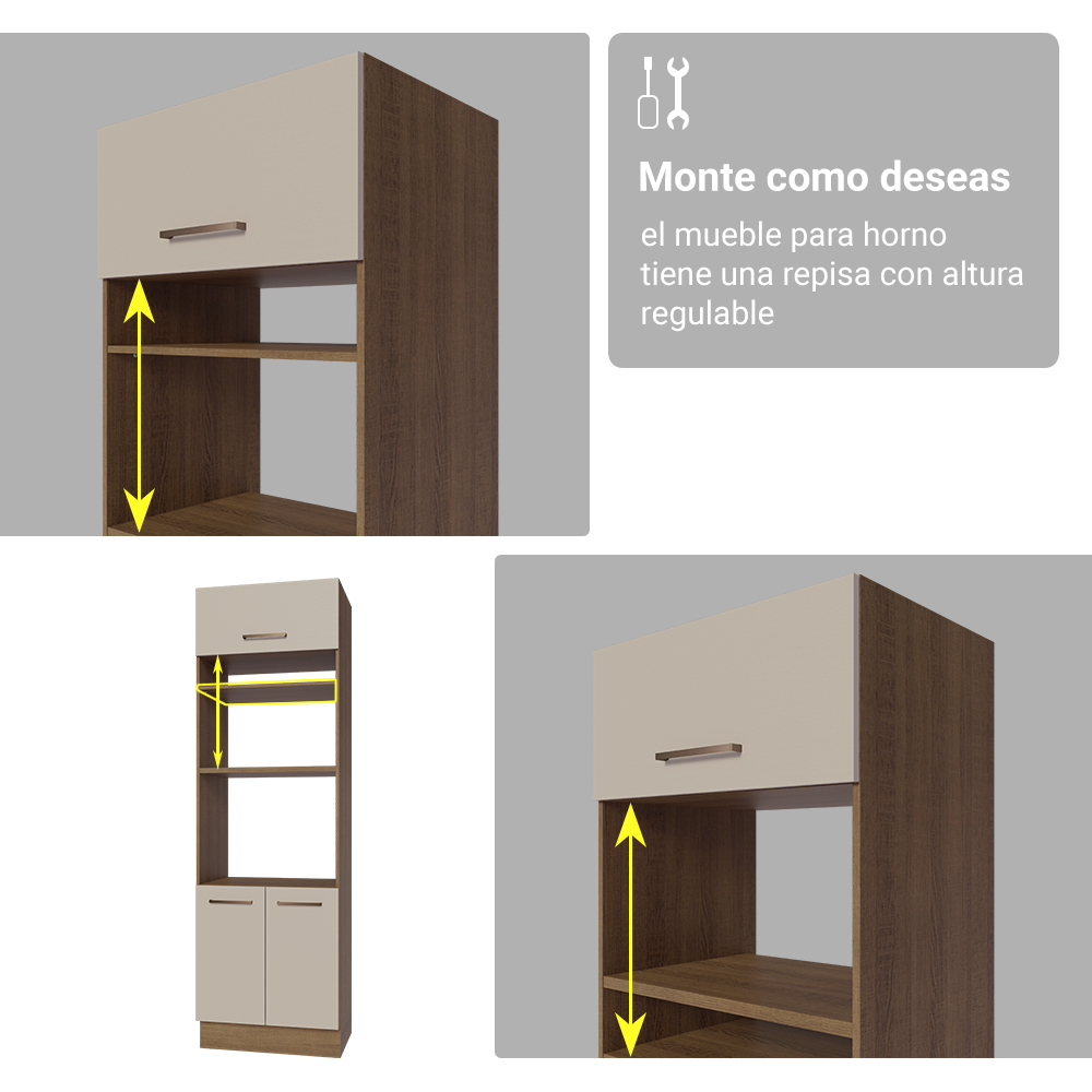 Combo completo de Cocina 270 cm Marrón/Crema Agata Madesa