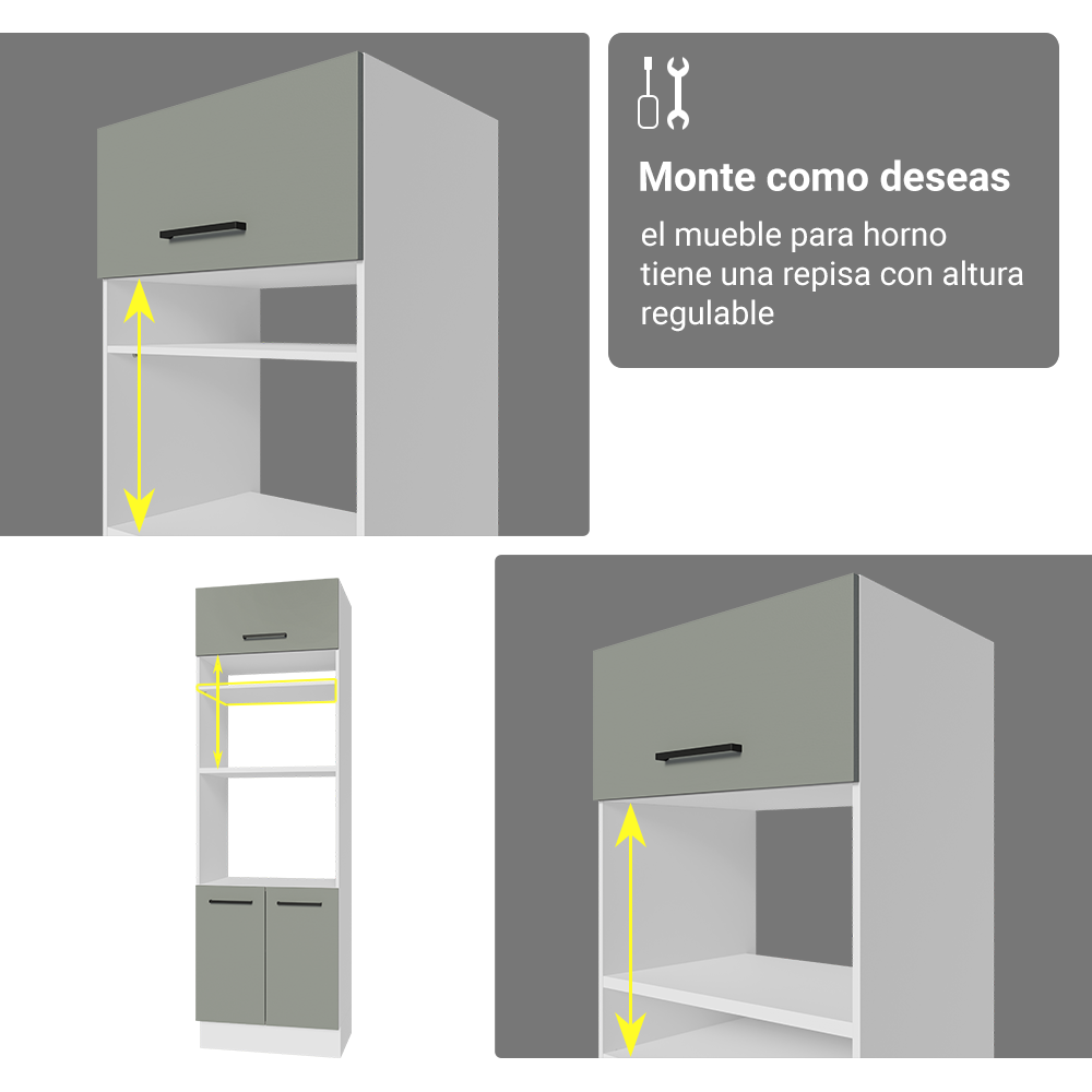 Combo completo de Cocina 270 cm Blanco/Gris Agata Madesa