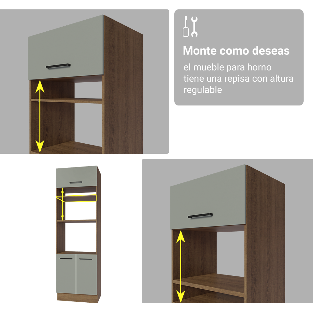 Combo completo de Cocina 270 cm Marrón/Gris Agata Madesa