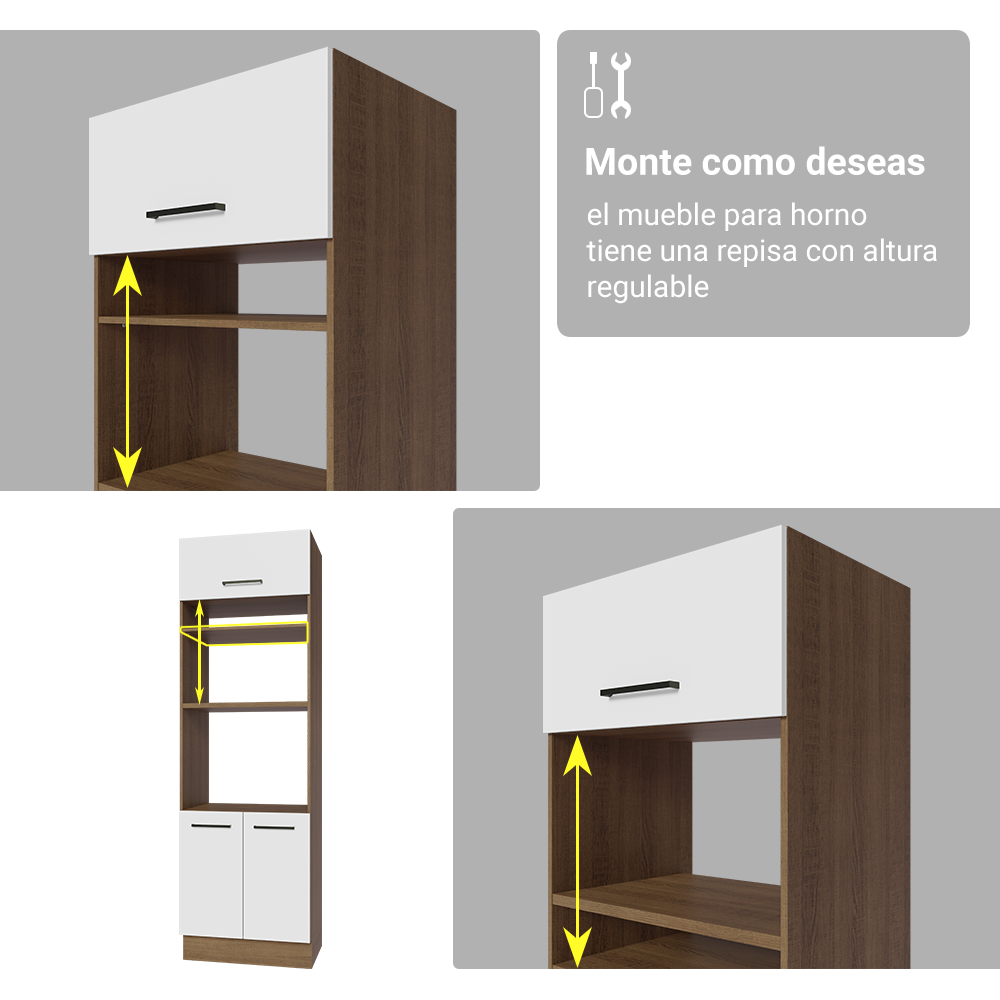 Combo completo de Cocina 270 cm Marrón/Blanco Agata Madesa