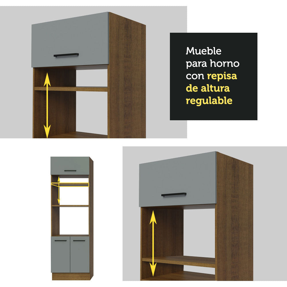 Combo completo de Cocina 310 cm Marrón/Gris Agata 01