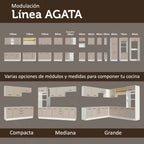 Combo completo de Cocina 330 cm 9 Puertas 3 Cajones Sin Mesada Blanco/Crema Agata Madesa