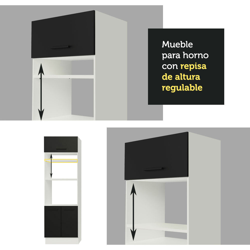Combo Completo de Cocina 350 cm Blanco/Negro Agata Madesa 01