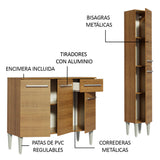 Mueble de Cocina Compacto 137cm Marrón Emilly Plata 0