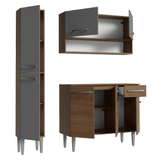 Cocina Compacta 137 cm Emilly Marrón/Gris 011