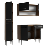 Cocina Compacta 137 cm Emilly Marrón/Negro 012