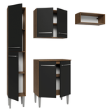 Cocina Compacta 156 cm Emilly Marrón/Negro 01