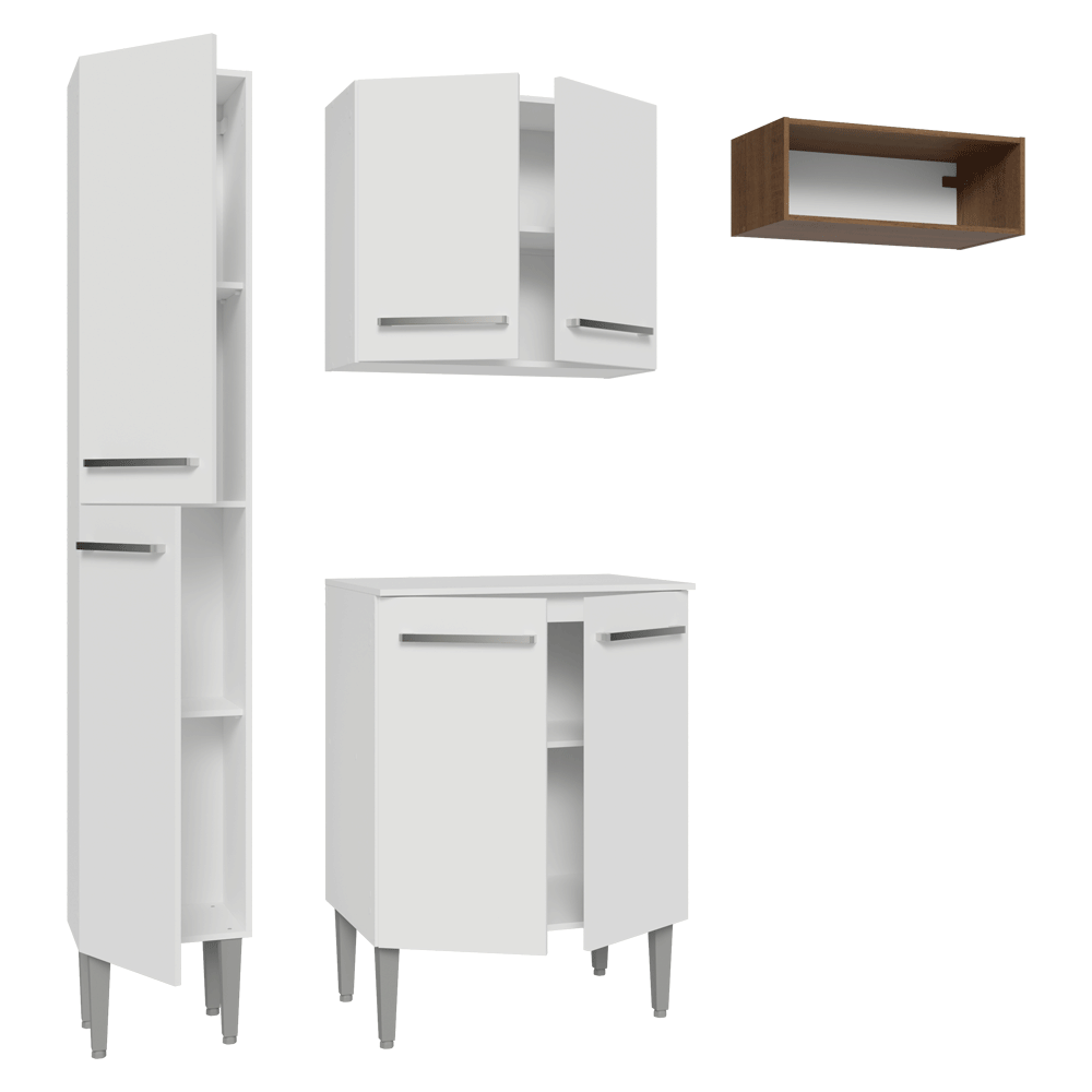 Cocina Compacta 156 cm Emilly Blanco/Marrón 01