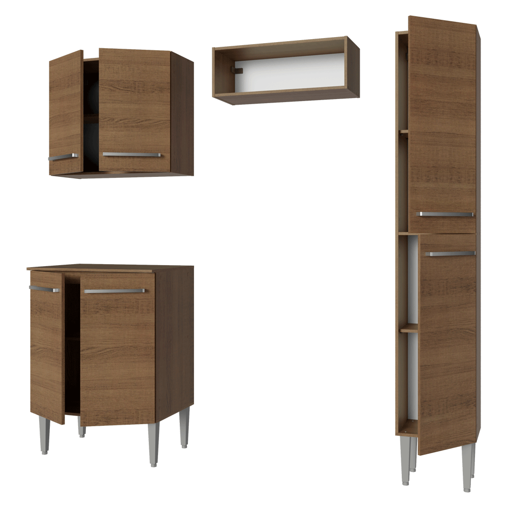Cocina Compacta 156 cm Emilly Marrón 02