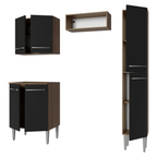 Cocina Compacta 156 cm 6 Puertas 1 Nicho Abierto Marrón/Negro Emilly Madesa
