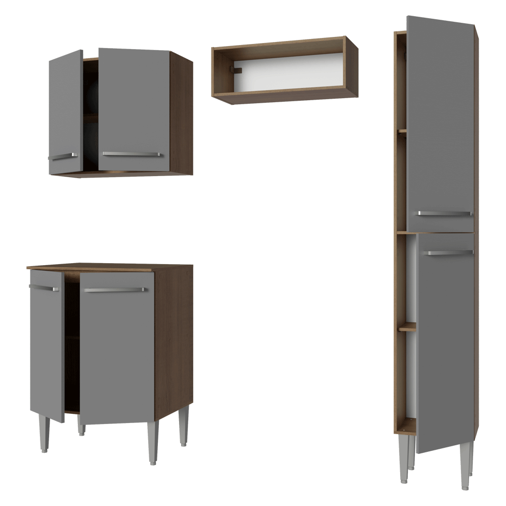 Cocina Compacta 156 cm Emilly Marrón/Gris 02