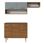 Cocina Compacta 165 cm 5 Puertas 1 Cajón Marrón/Gris Emilly Madesa