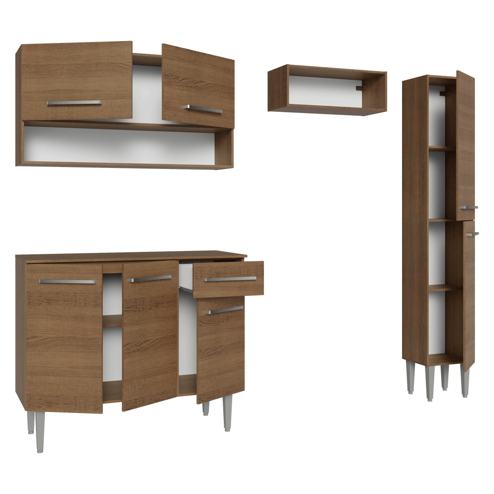 Cocina Compacta 197 cm Emilly Marrón 01