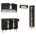 Cocina Compacta 197 cm 7 Puertas 1 Cajón Marrón/Negro Emilly Madesa