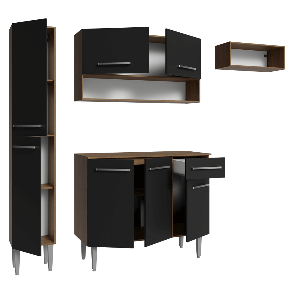 Cocina Compacta 197 cm Emilly Marrón/Negro 02