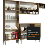 Combo completo de Cocina 229 cm 9 Puertas 1 Cajón con Bacha de Acero Inoxidable Marrón Emilly Madesa
