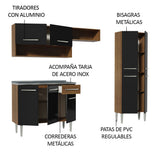 Combo completo de Cocina 229 cm con Bacha de acero, Marrón/Negro, Emilly 10