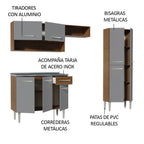 Combo completo de Cocina 229 cm 9 Puertas 1 Cajón con Bacha de Acero Inoxidable Marrón/Gris Emilly Madesa