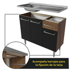Combo completo de Cocina 229 cm 9 Puertas 1 Cajón con Bacha de Acero Inoxidable Marrón/Negro Emilly Madesa