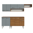 Combo completo de Cocina 229 cm 9 Puertas 1 Cajón Marrón/Gris Emilly Madesa