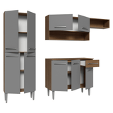 Cocina Compacta 229 cm Emilly Marrón/Gris 016