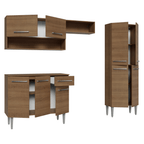 Cocina Compacta 229 cm 9 Puertas 1 Cajón Marrón Emilly Madesa