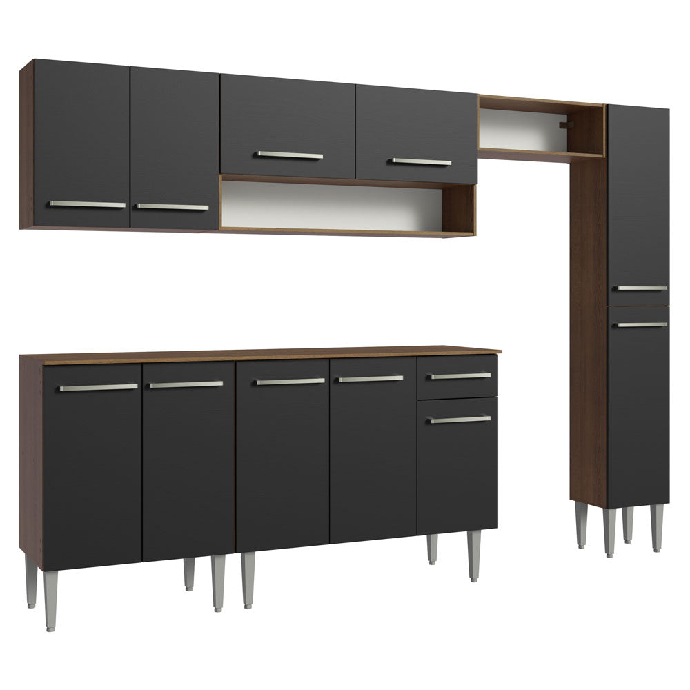 Combo completo de Cocina Madesa Emilly 261cm Marrón/Negro 09