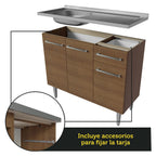 Combo completo de Cocina 293 cm 13 Puertas 1 Cajón con Bacha de Acero Inoxidable Marrón Emilly Madesa