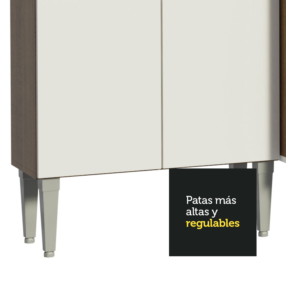 Combo completo de Cocina 293 cm con Bacha de acero, Marrón/Blanco, Emilly 09