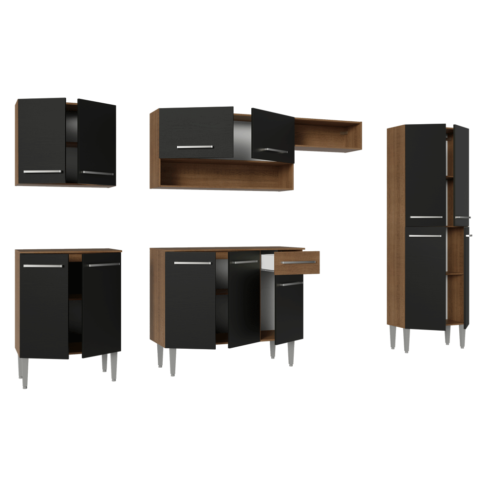 Cocina Compacta 293 cm Emilly Marrón/Negro 011