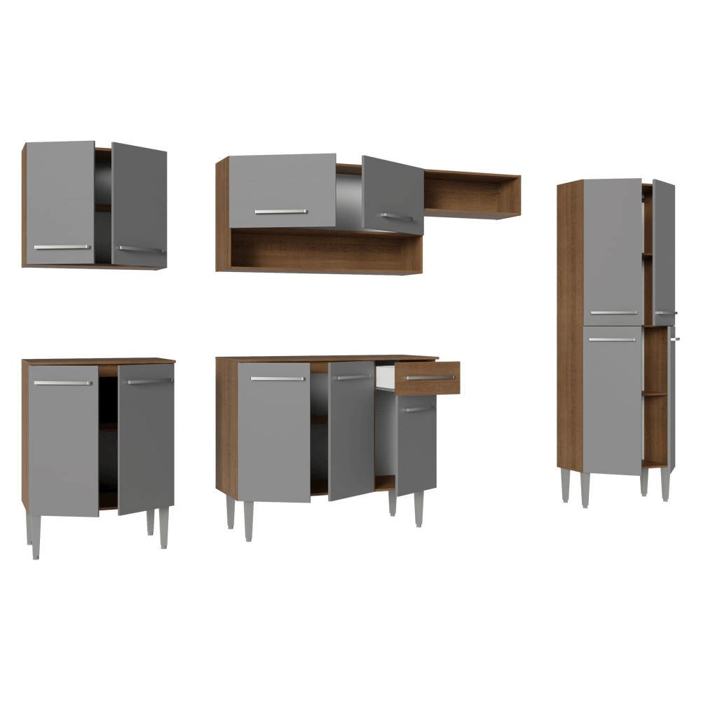 Cocina Compacta 293 cm Emilly Marrón/Gris 011
