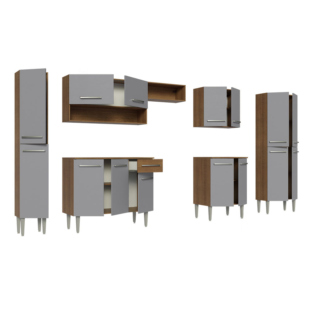 Combo Completo de Cocina 325 cm Marrón/Gris Emilly Madesa 02