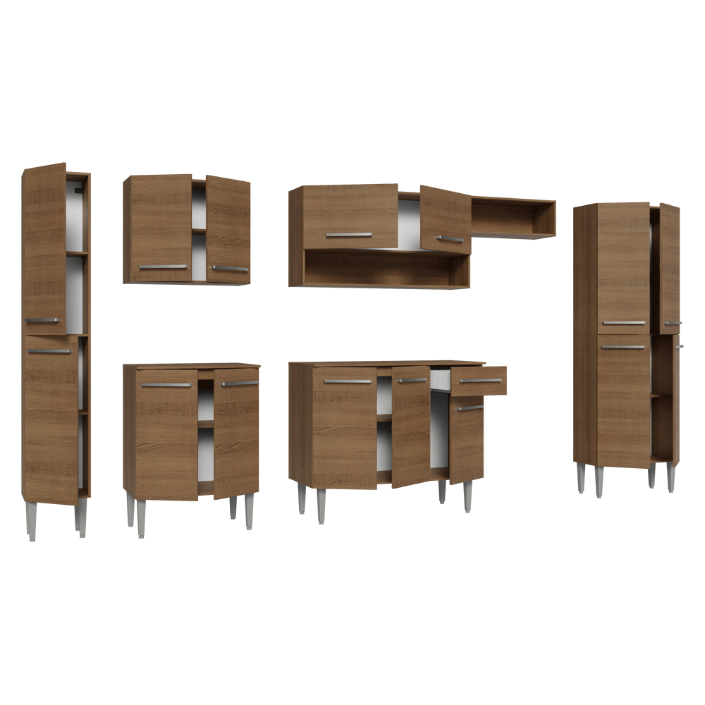 Combo completo de Cocina 325 cm 15 Puertas 1 Cajón Marrón Emilly Madesa