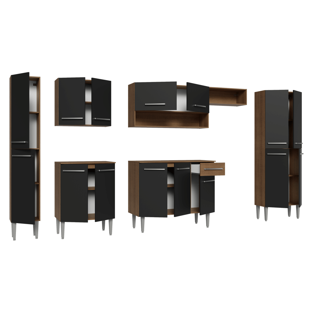 Cocina Compacta 325 cm Emilly Marrón/Negro 07