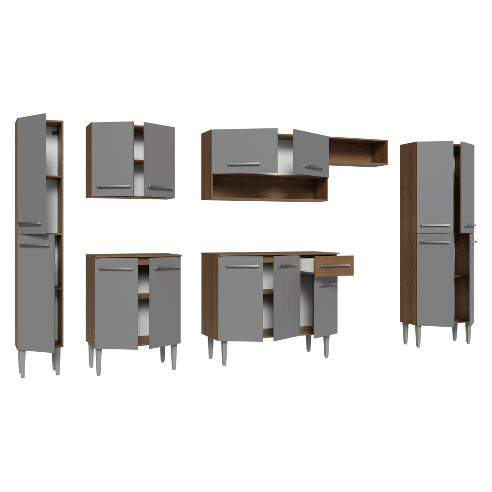 Cocina Compacta 325 cm Emilly Marrón/Gris 07