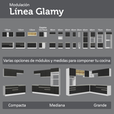 Kit Bajo Mesada + Cristalero 70cm Blanco/Negro Glamy Madesa 02