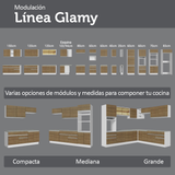 Kit Bajo Mesada + Cristalero 70cm Blanco/Marrón Glamy Madesa 02