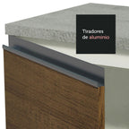 Cocina Compacta 200 cm 5 Puertas 3 Cajones Sin Mesada Blanco/Marrón Glamy Madesa