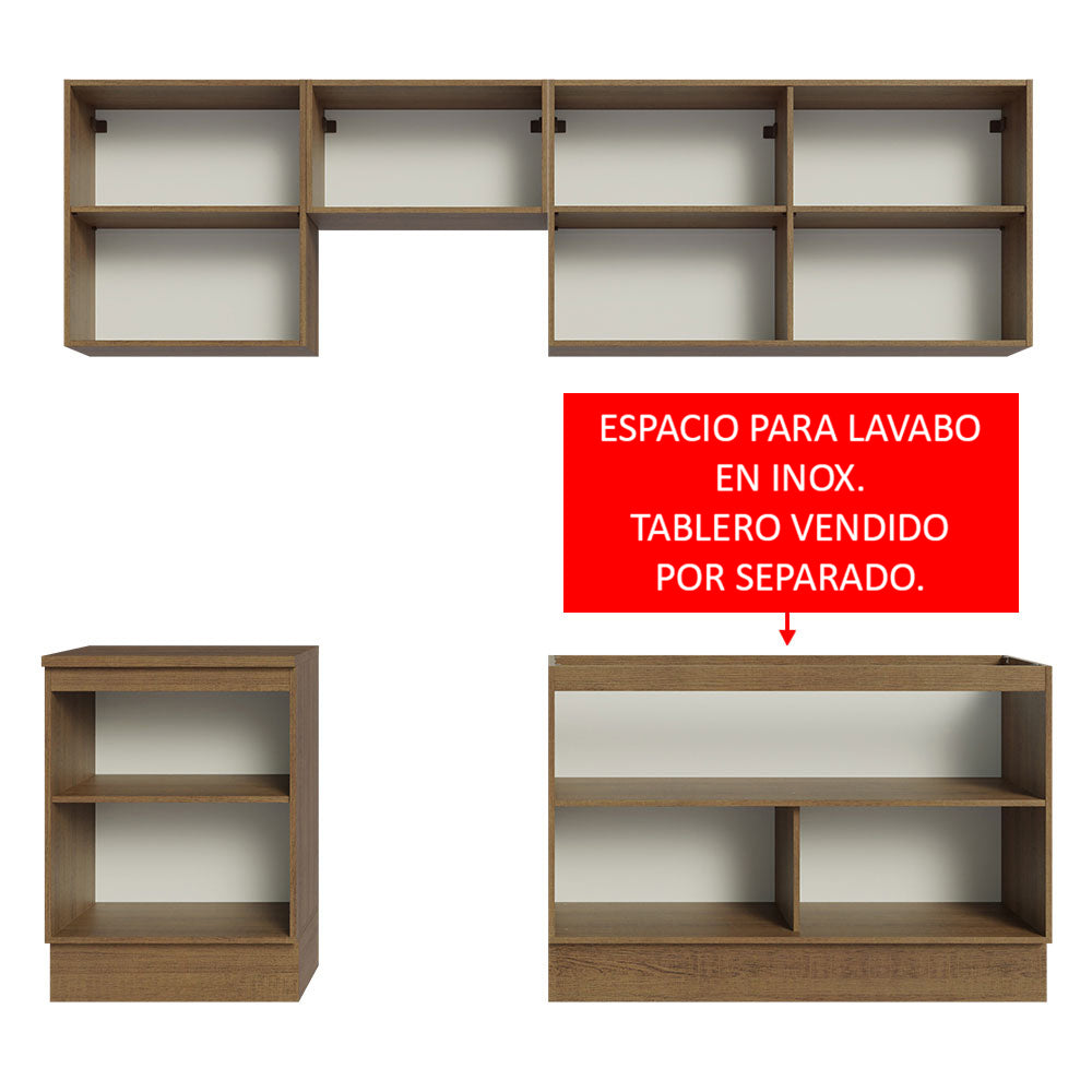 Combo completo de Cocina 240cm Marrón/Blanco Glamy Madesa 09