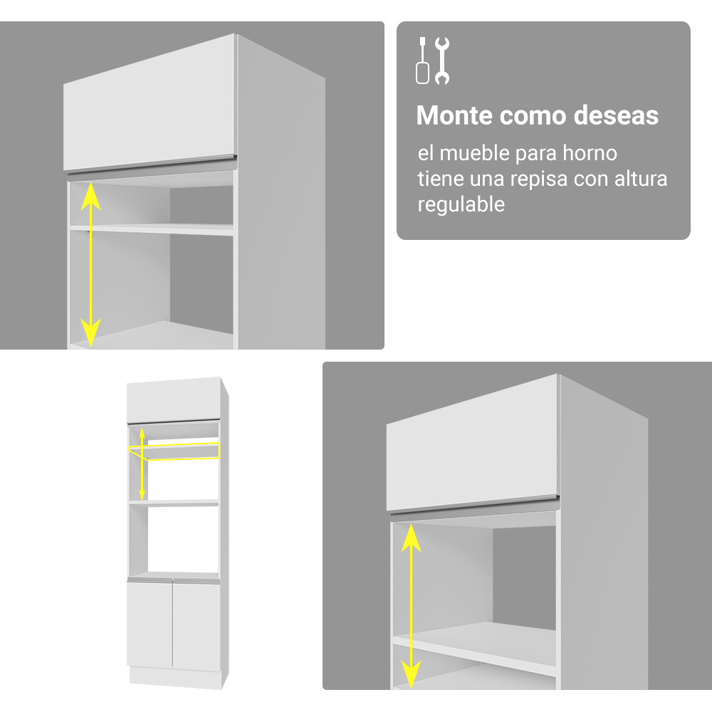 Combo completo de Cocina 270 cm Blanco Glamy Madesa