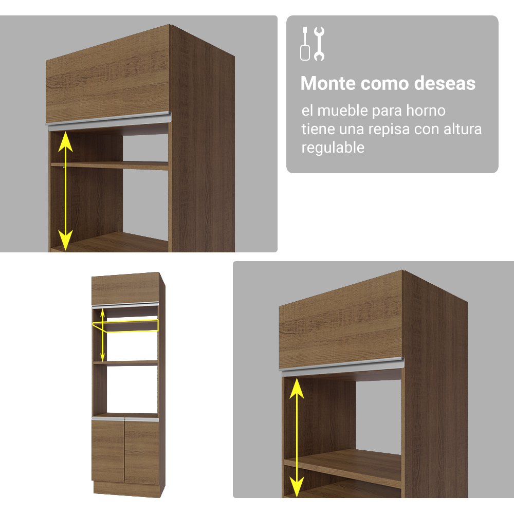Combo completo de Cocina 270 cm Marrón Glamy Madesa
