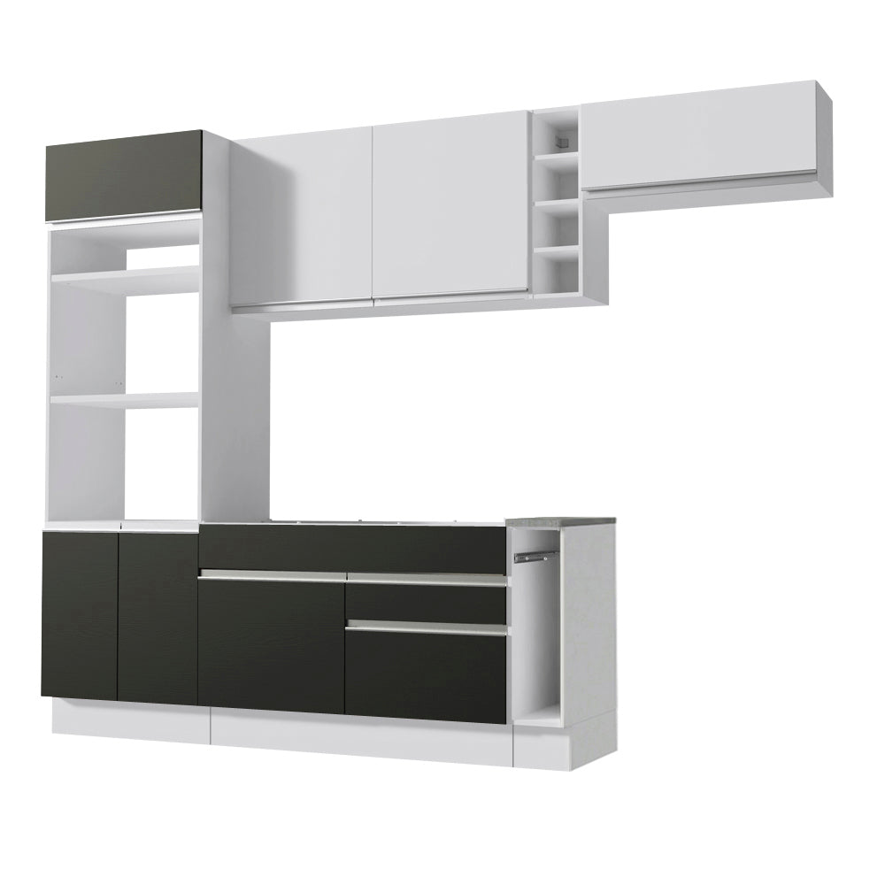 Combo completo de Cocina Madesa Glamy 290cm Blanco/Negro/Blanco 14