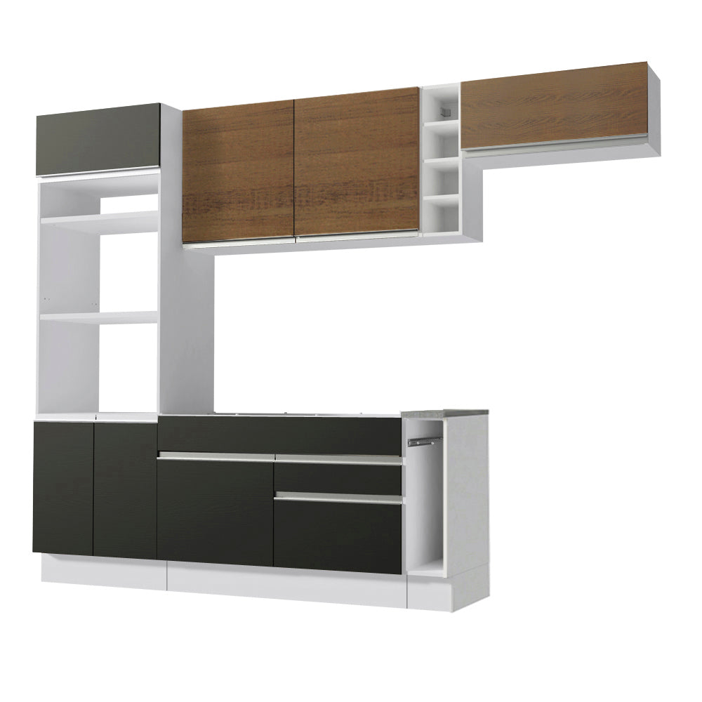 Combo completo de Cocina Madesa Glamy 290cm Blanco/Negro/Marrón 14