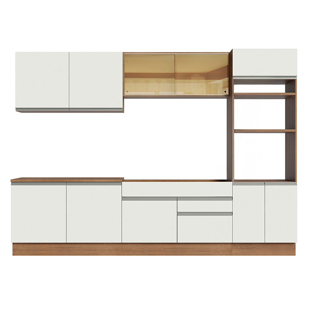 Combo completo de Cocina 310cm Glamy Madesa 01 Marrón/Blanco