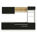 Combo completo de Cocina 310 cm 10 Puertas 2 Cajones Sin Mesada Blanco/Negro Glamy Madesa